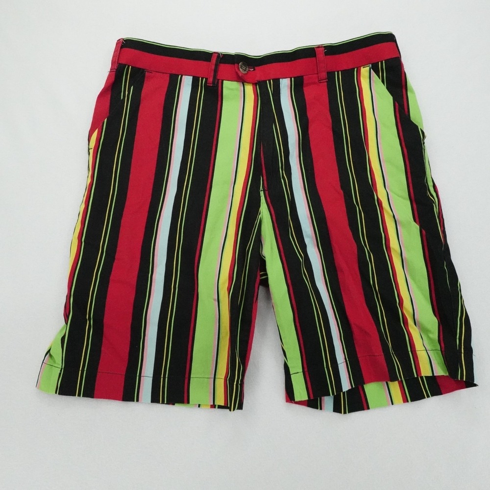 Loudmouth Golf Shorts Mens 36 Multicolor Striped Bold Retro Bermuda Preppy Loud